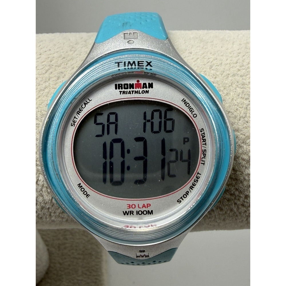 Timex 652 New Battery Ladies Digital Watch Triathlon 30 Lap 37MM 7.5"